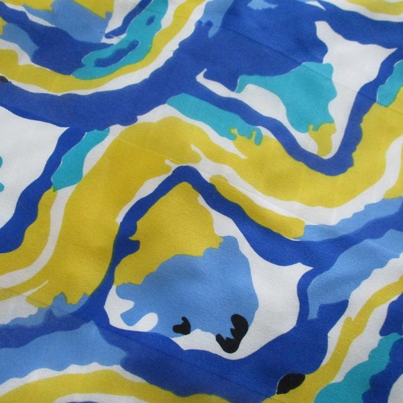 Blue & yellow abstract scarf - Picture 4 of 5